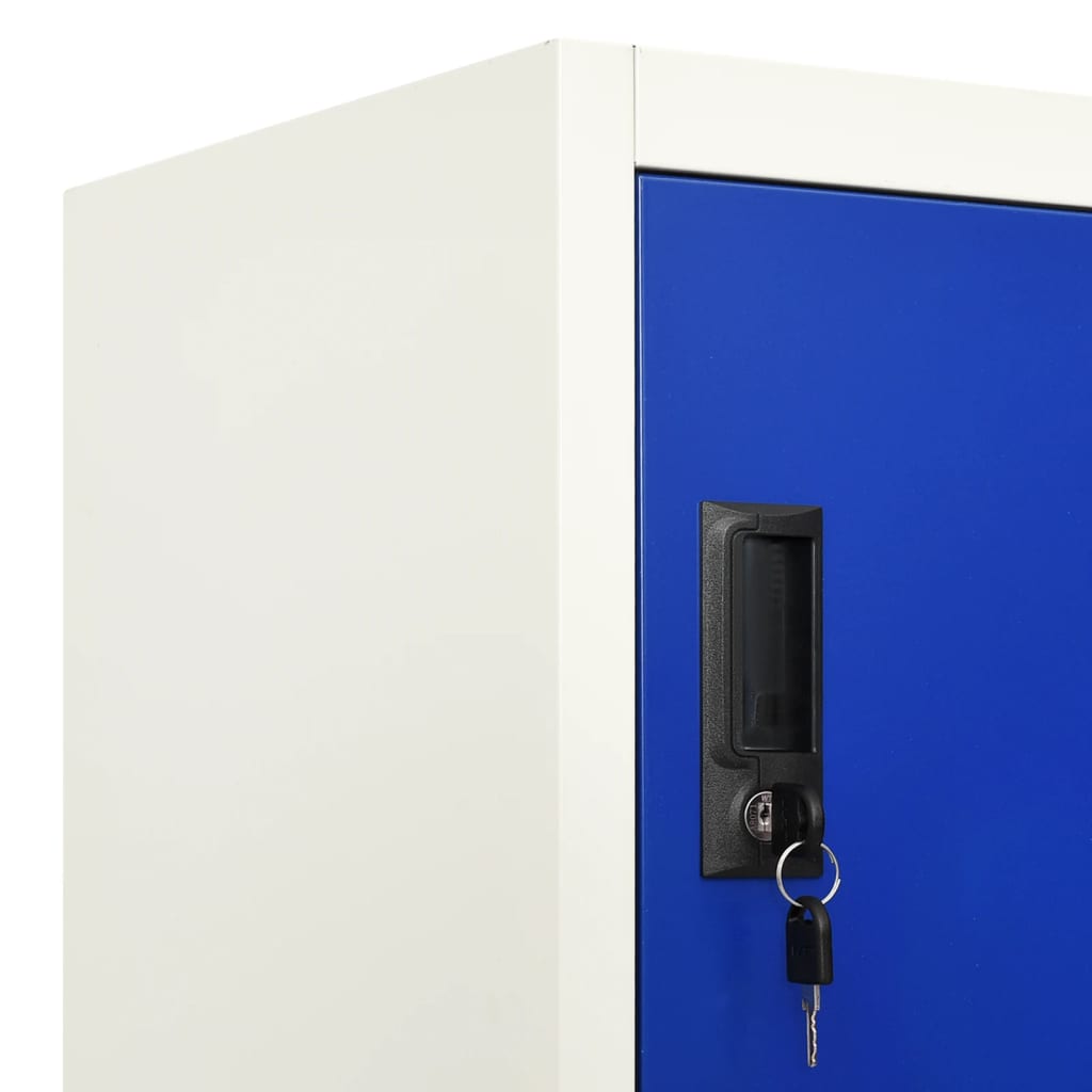 Lockerkast 90X45X180 Cm Staal Grijs En Blauw Met 6 lockers