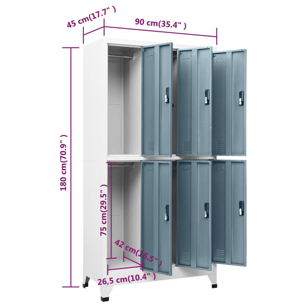 Lockerkast 90x45x180 cm staal lichtgrijs en donkergrijs