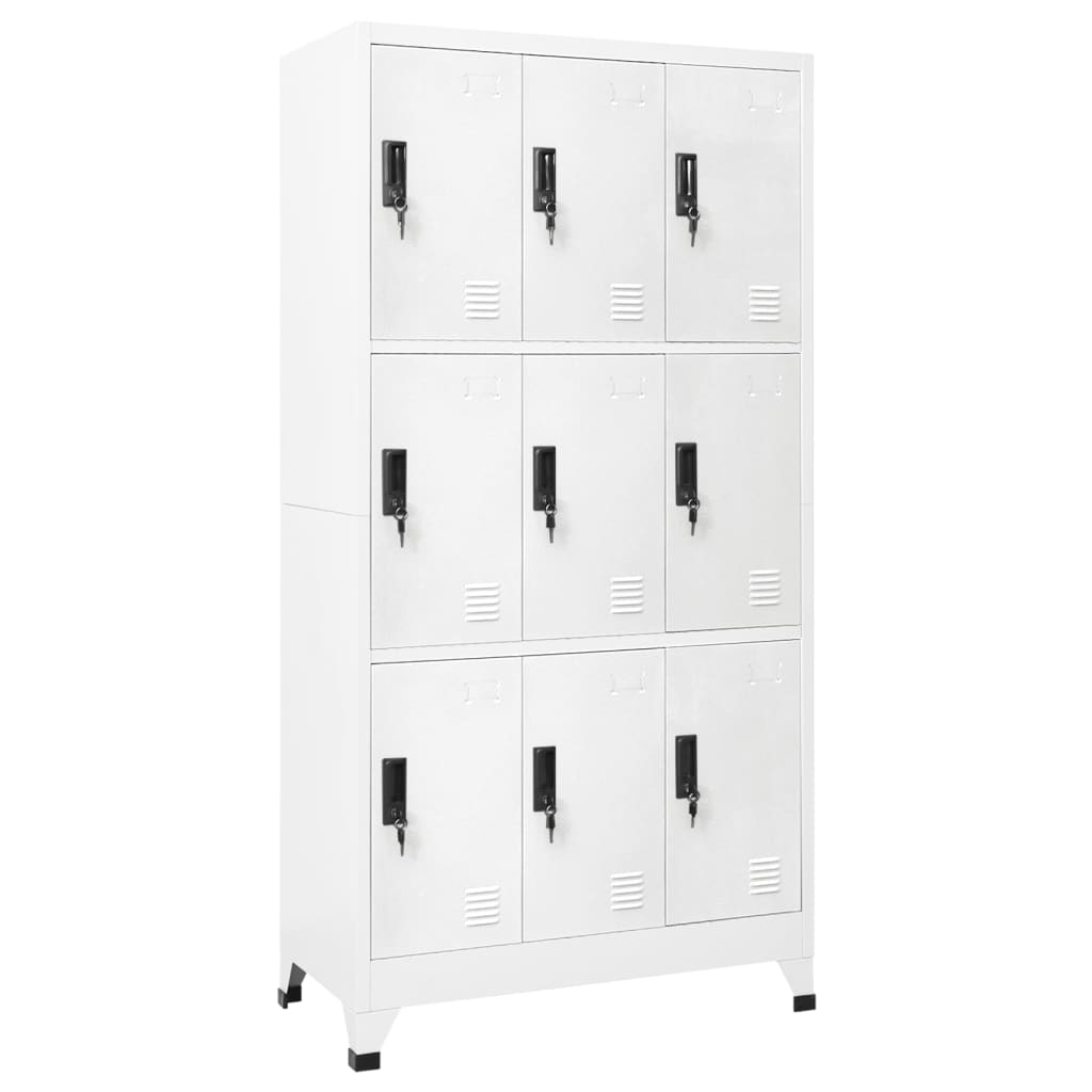 Lockerkast 90X45X180 Cm Staal Wit Met 9 lockers