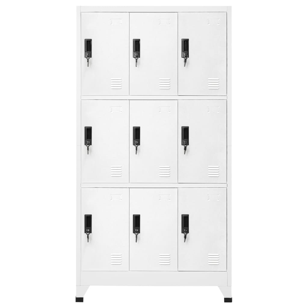 Lockerkast 90X45X180 Cm Staal Wit Met 9 lockers