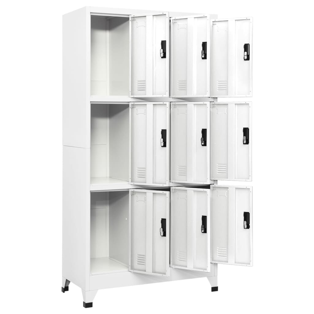 Lockerkast 90X45X180 Cm Staal Wit Met 9 lockers