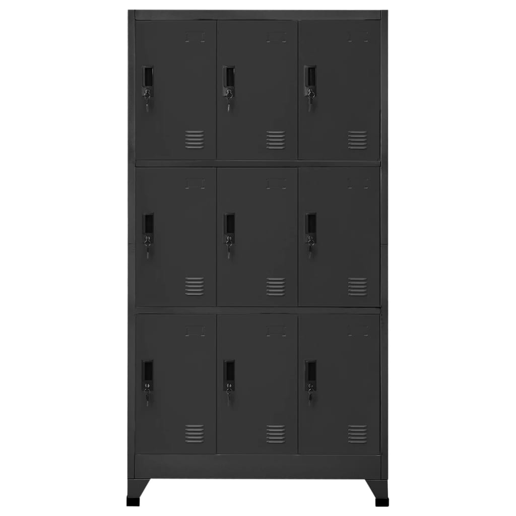 Lockerkast 90X45X180 Cm Staal Antracietkleurig Met 9 lockers