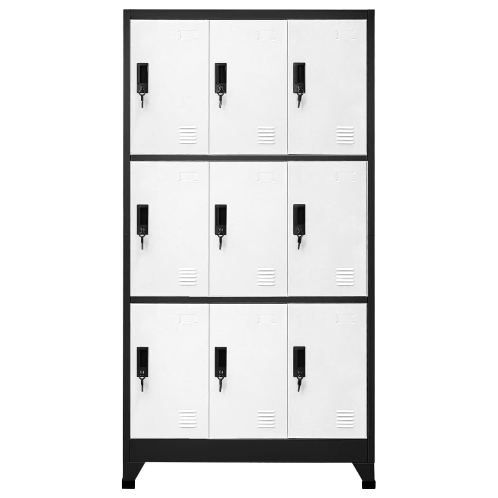 Lockerkast 90x45x180 cm staal antracietkleurig en wit