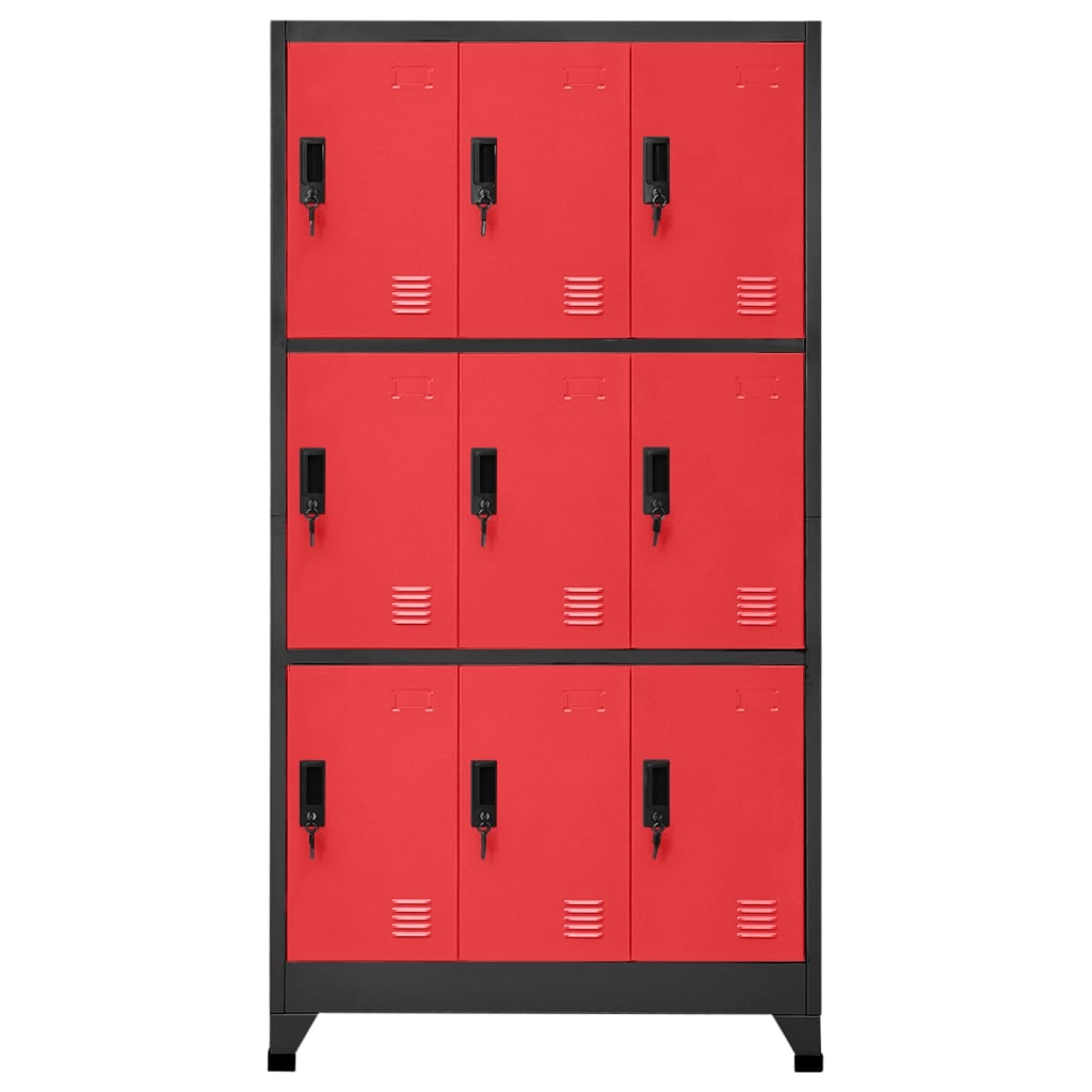 Lockerkast 90x45x180 cm staal antracietkleurig en rood