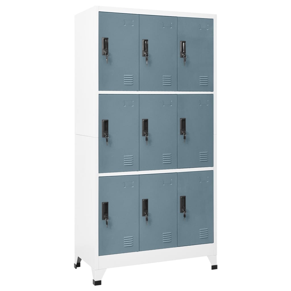 Lockerkast 90x45x180 cm staal lichtgrijs en donkergrijs