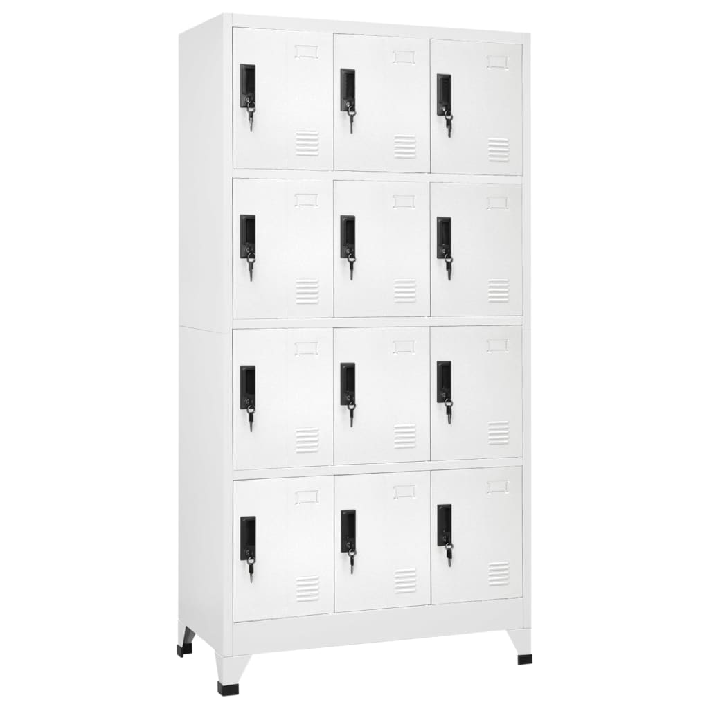 Lockerkast 90X45X180 Cm Staal Wit Met 12 lockers