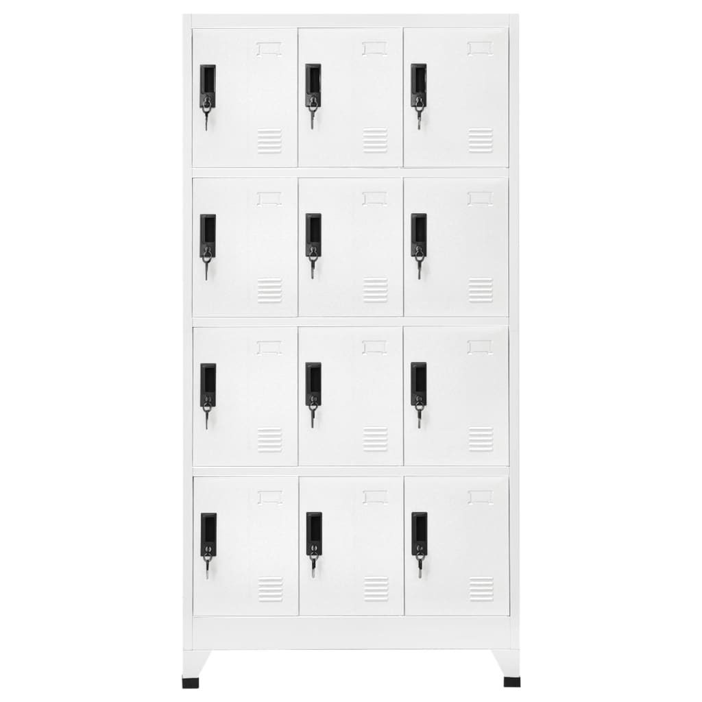 Lockerkast 90X45X180 Cm Staal Wit Met 12 lockers