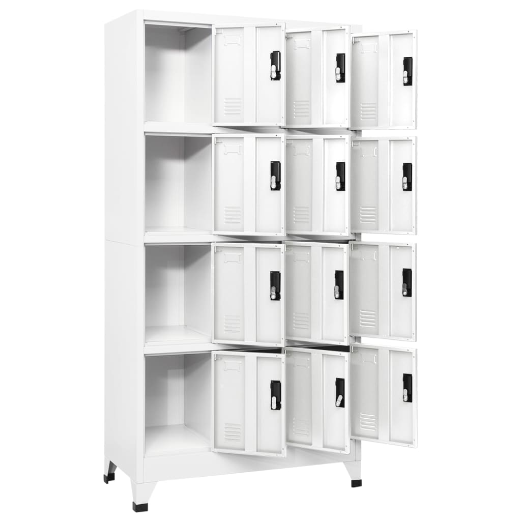 Lockerkast 90X45X180 Cm Staal Wit Met 12 lockers