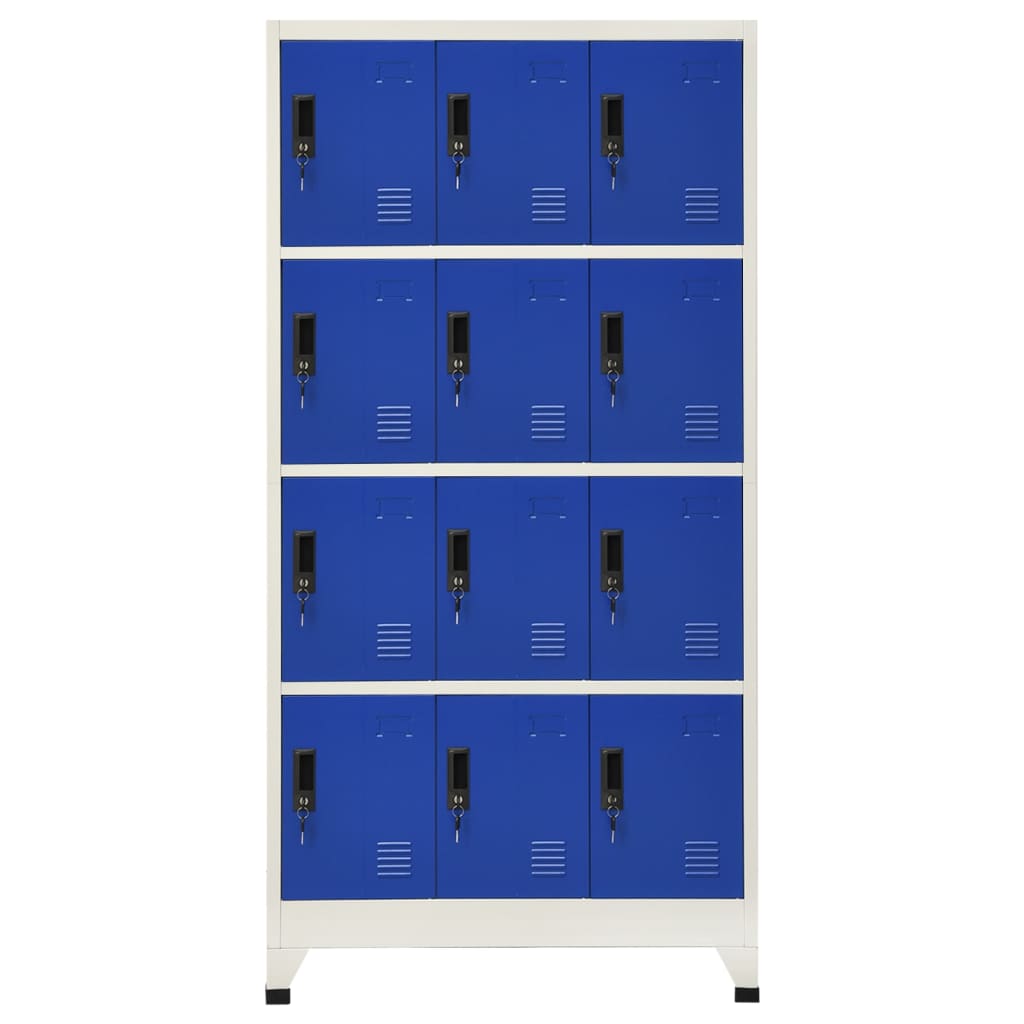 Lockerkast 90x45x180 cm staal grijs en blauw