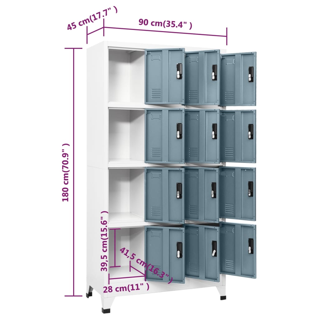 Lockerkast 90x45x180 cm staal lichtgrijs en donkergrijs