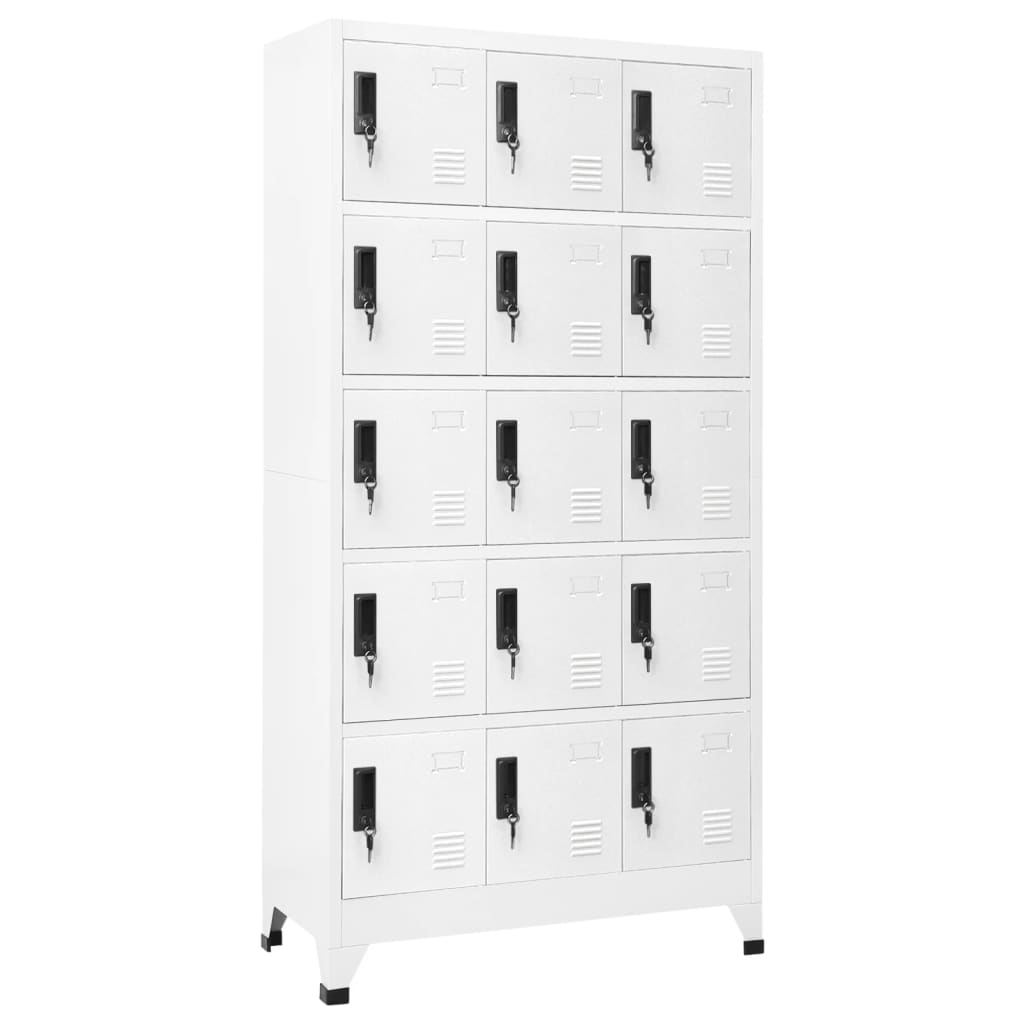 Lockerkast 90X40X180 Cm Staal Wit Met 15 lockers