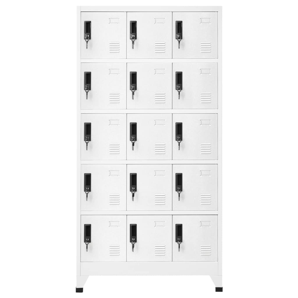 Lockerkast 90X40X180 Cm Staal Wit Met 15 lockers