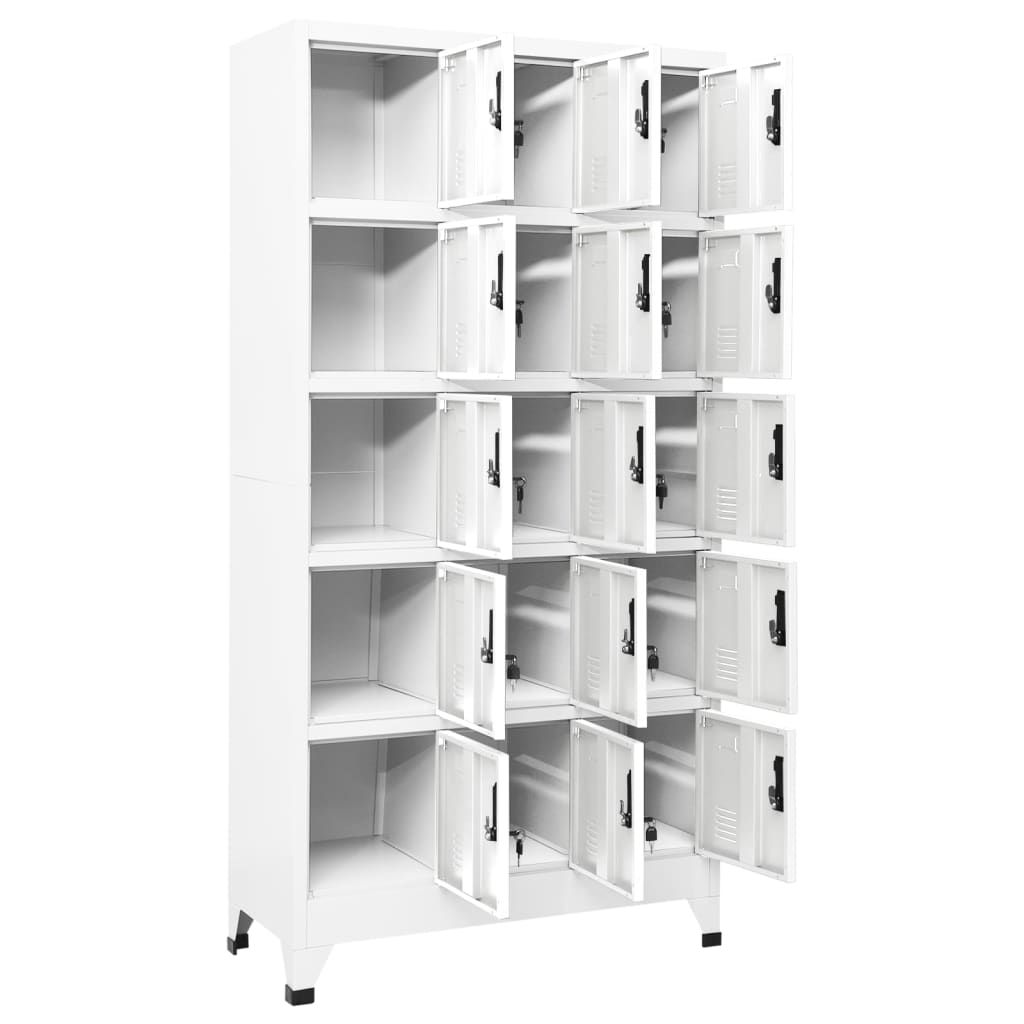 Lockerkast 90X40X180 Cm Staal Wit Met 15 lockers