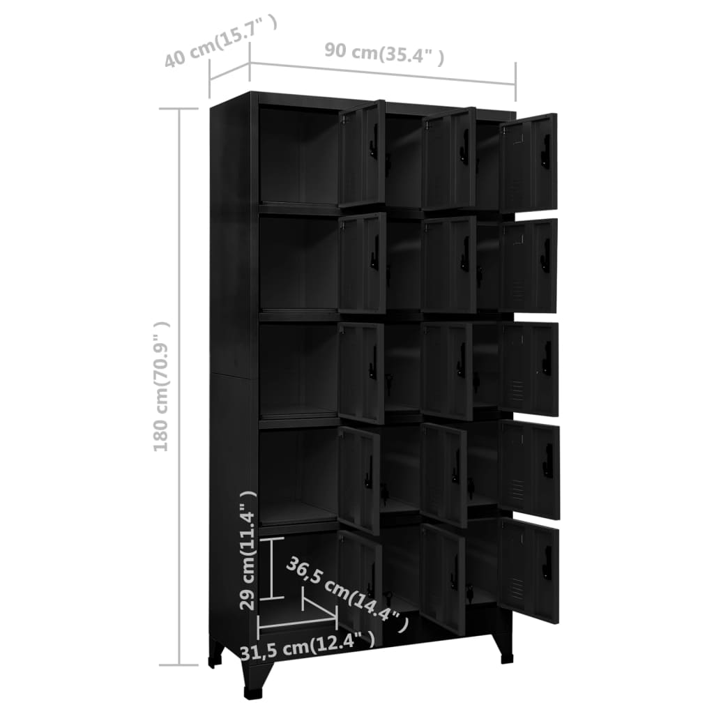 Lockerkast 90x40x180 cm staal zwart