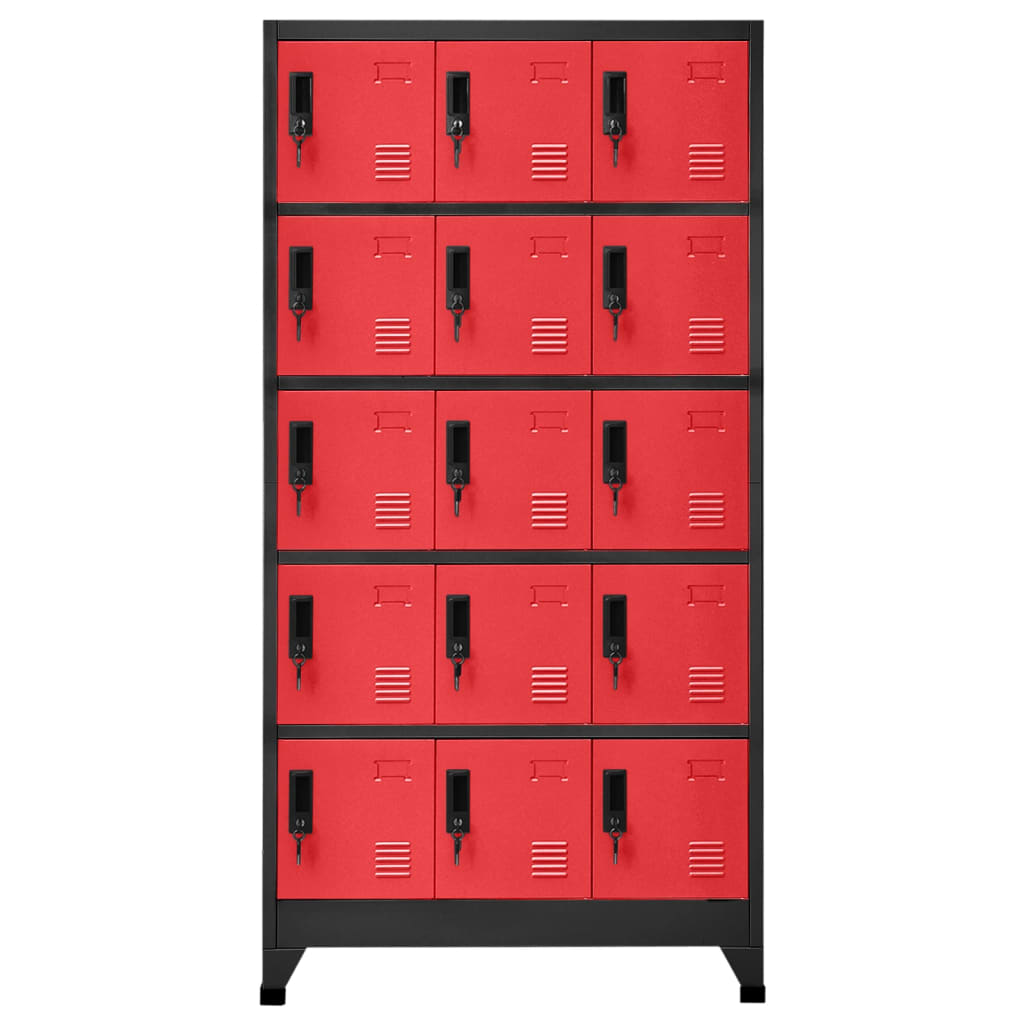 Lockerkast 90x40x180 cm staal antracietkleurig en rood