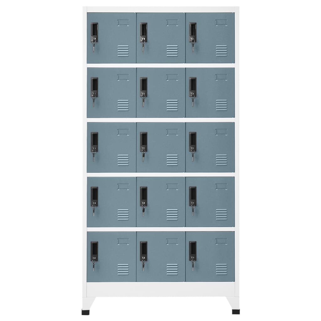 Lockerkast 90X40X180 Cm Staal Lichtgrijs En Donkergrijs Met 15 lockers