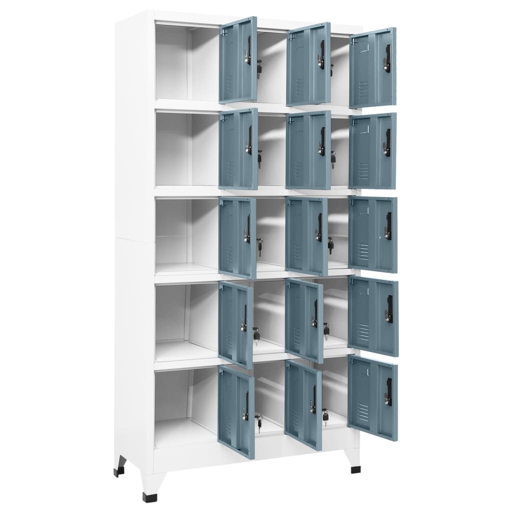 Lockerkast 90X40X180 Cm Staal Lichtgrijs En Donkergrijs Met 15 lockers