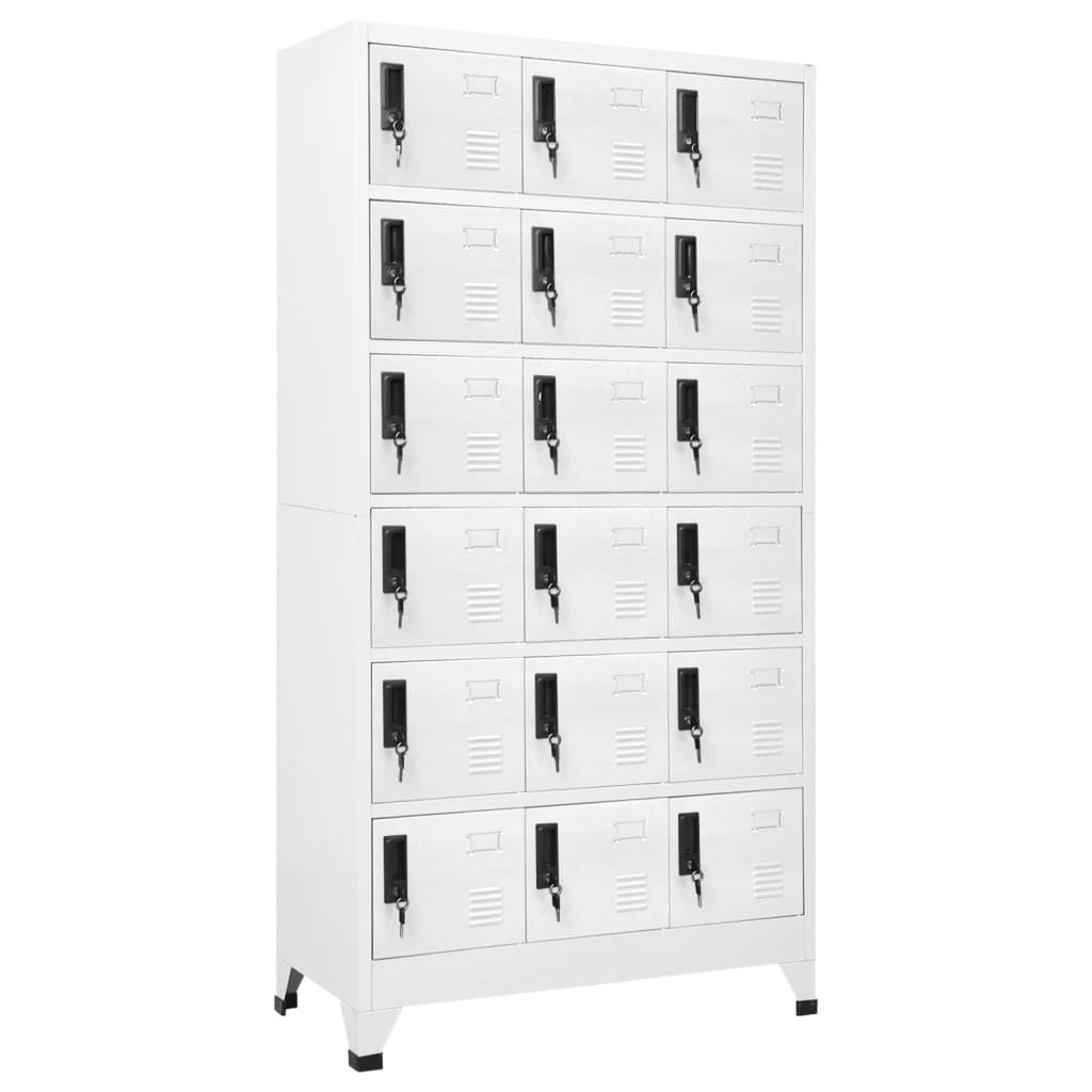 Lockerkast 90X40X180 Cm Staal Wit Met 18 lockers