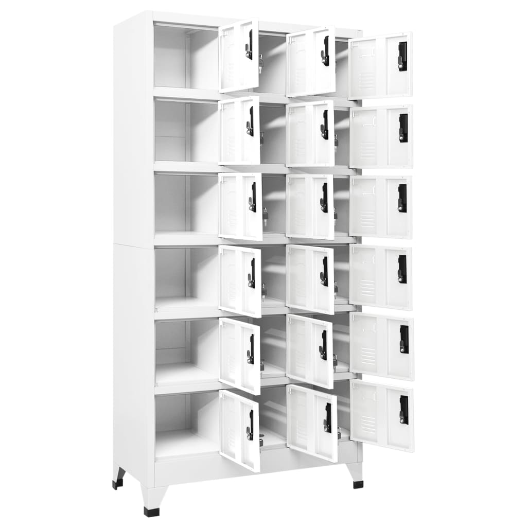 Lockerkast 90X40X180 Cm Staal Wit Met 18 lockers