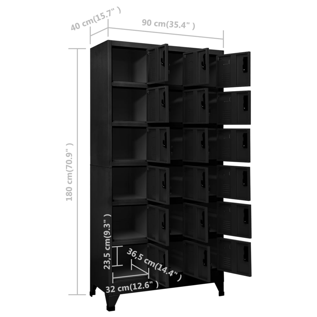 Lockerkast 90x40x180 cm staal zwart