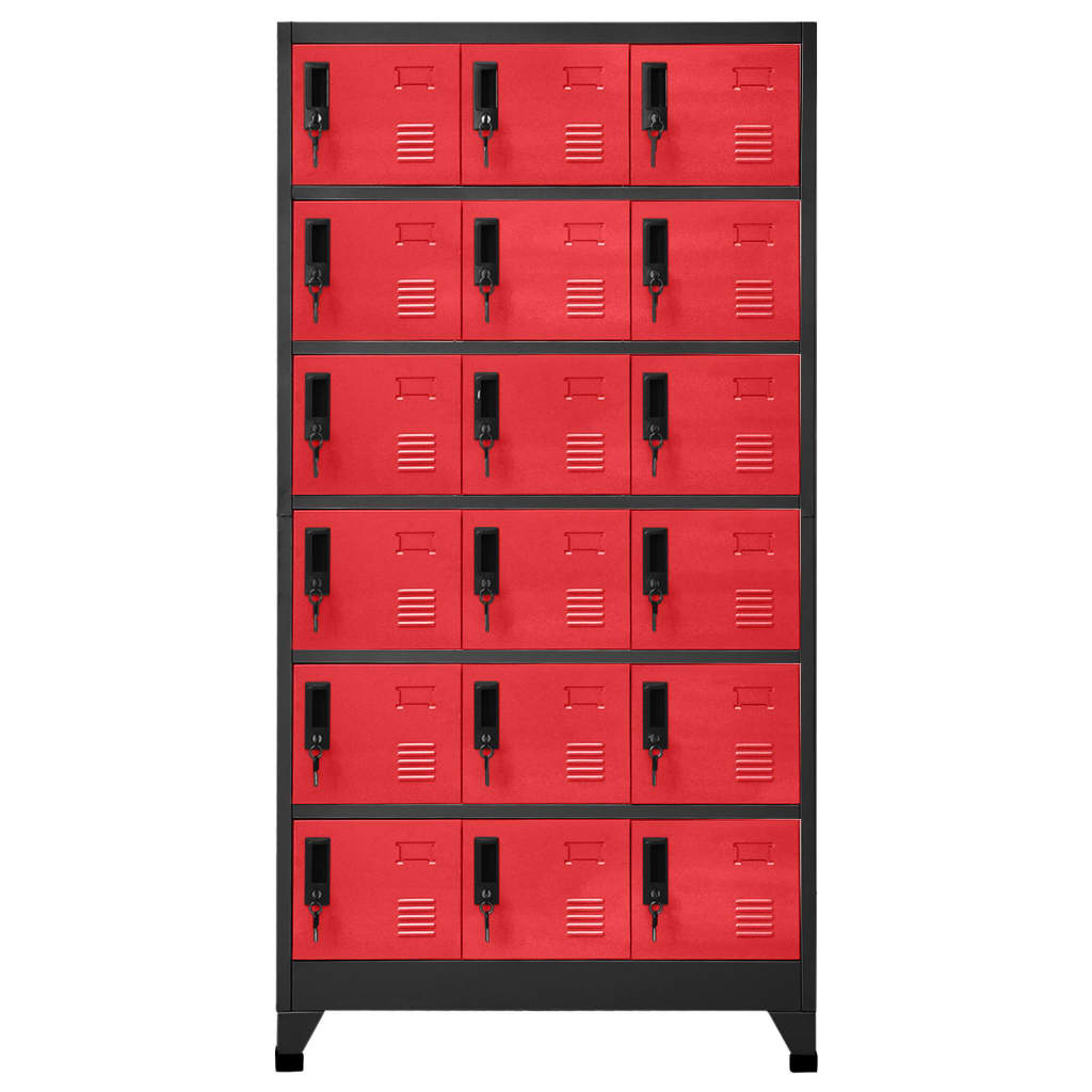 Lockerkast 90x40x180 cm staal antracietkleurig en rood