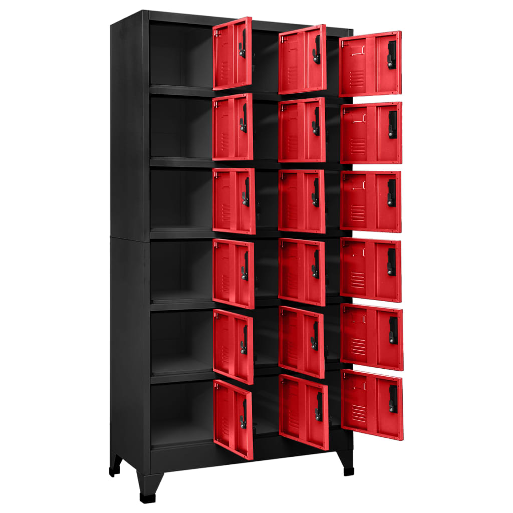 Lockerkast 90x40x180 cm staal antracietkleurig en rood