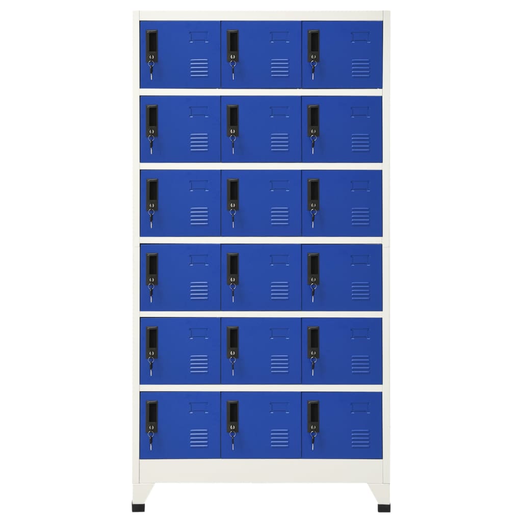 Lockerkast 90x40x180 cm staal grijs en blauw