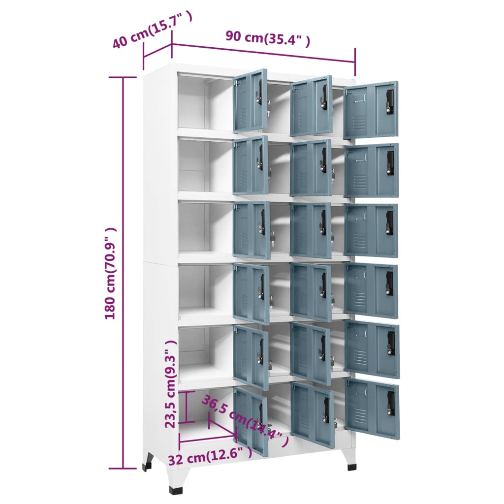 Lockerkast 90x40x180 cm staal lichtgrijs en donkergrijs