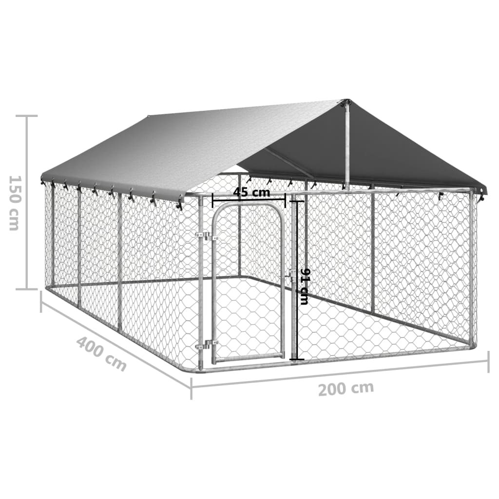 Hondenkennel voor buiten met dak 400x200x150 cm