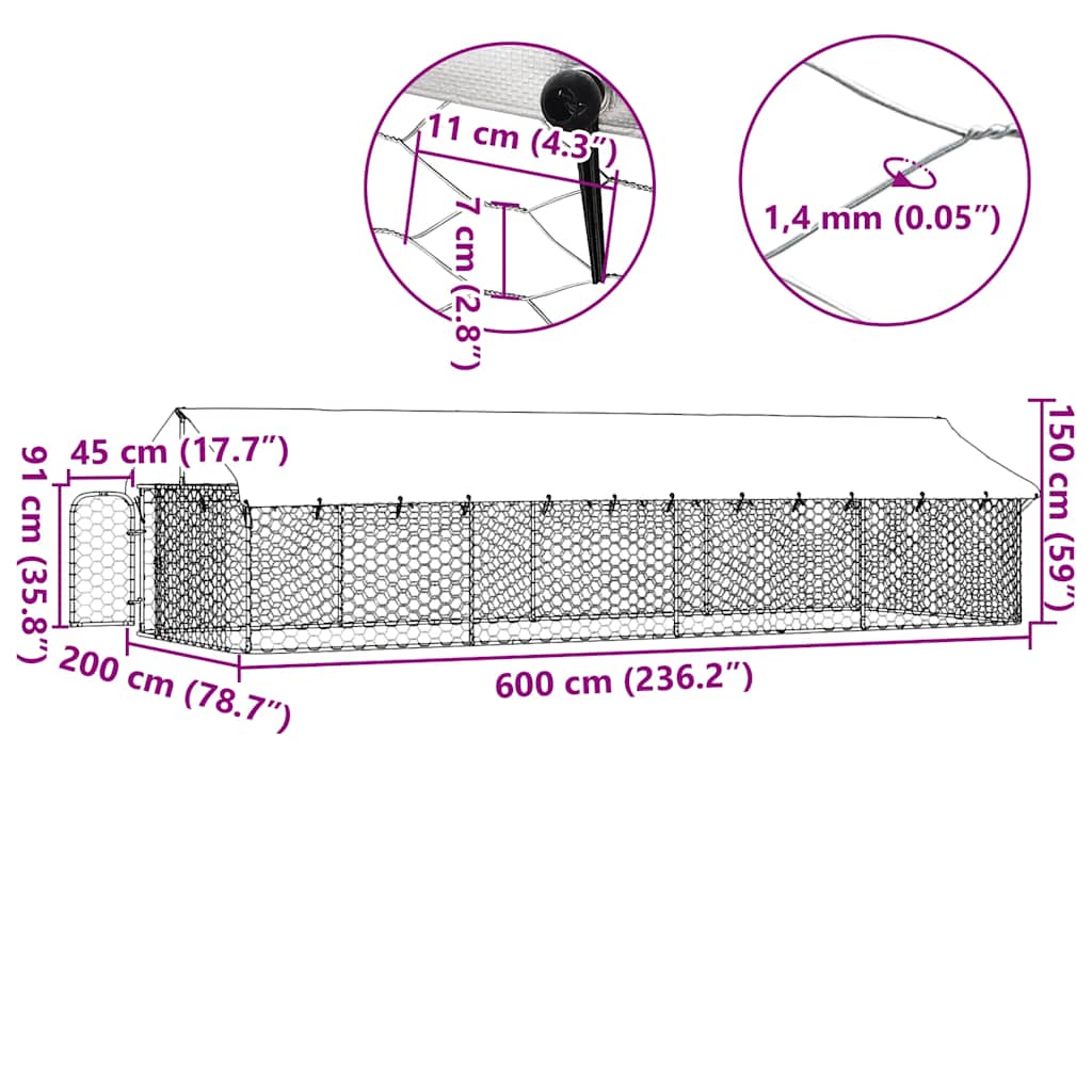 Hondenkennel voor buiten met dak 600x200x150 cm