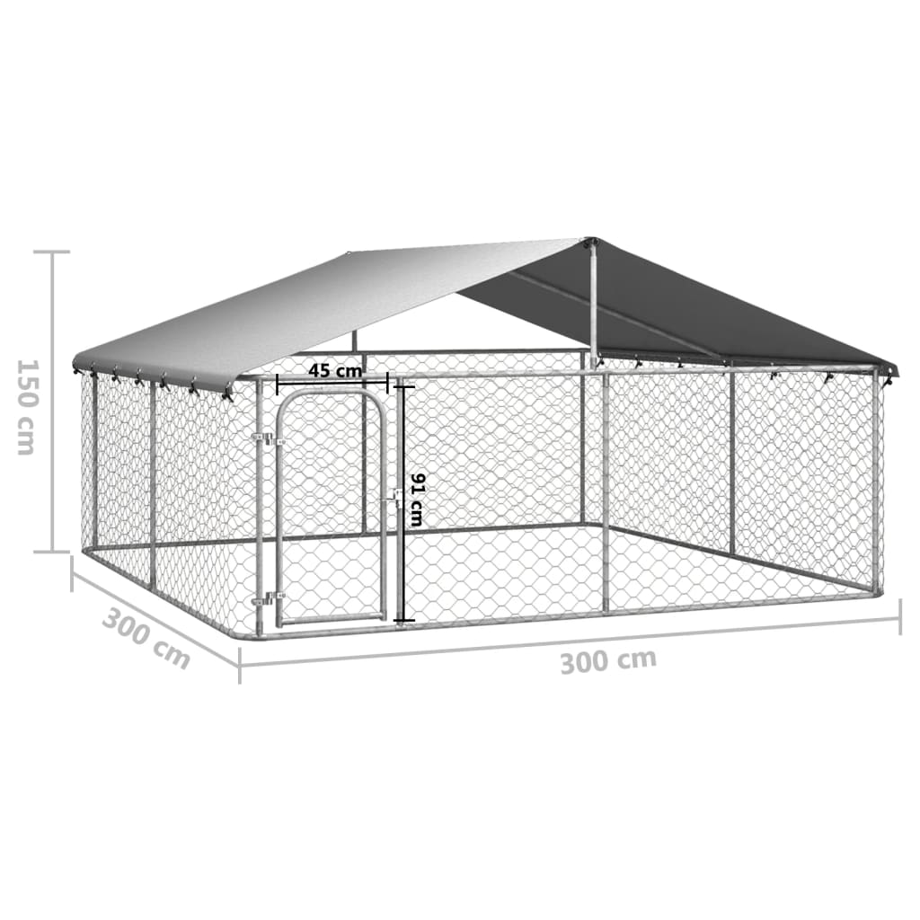 Hondenkennel met dak 300x300x150 cm