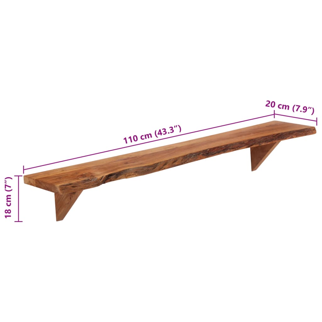 Wandschappen 2 st 110x20x18 cm massief acaciahout