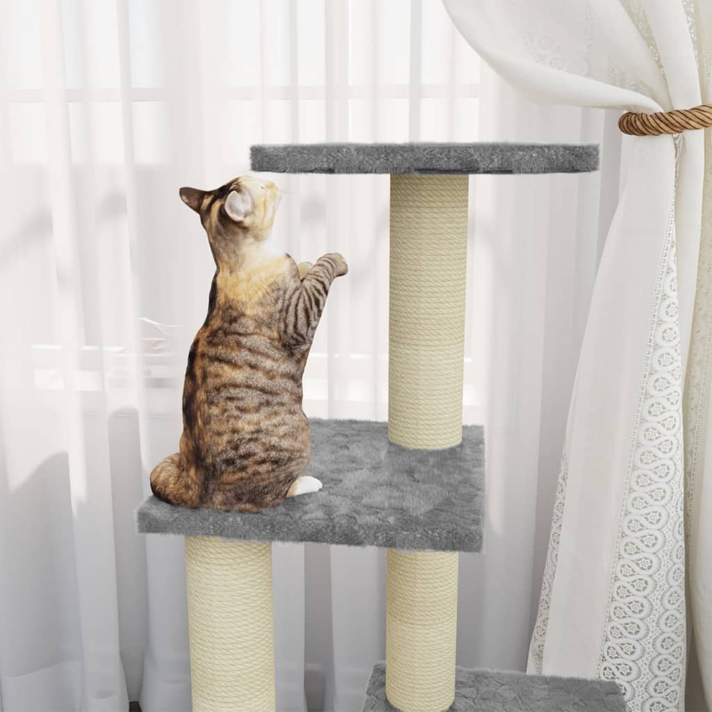 Kattenmeubel Met Sisal Krabpalen 92 Cm Lichtgrijs