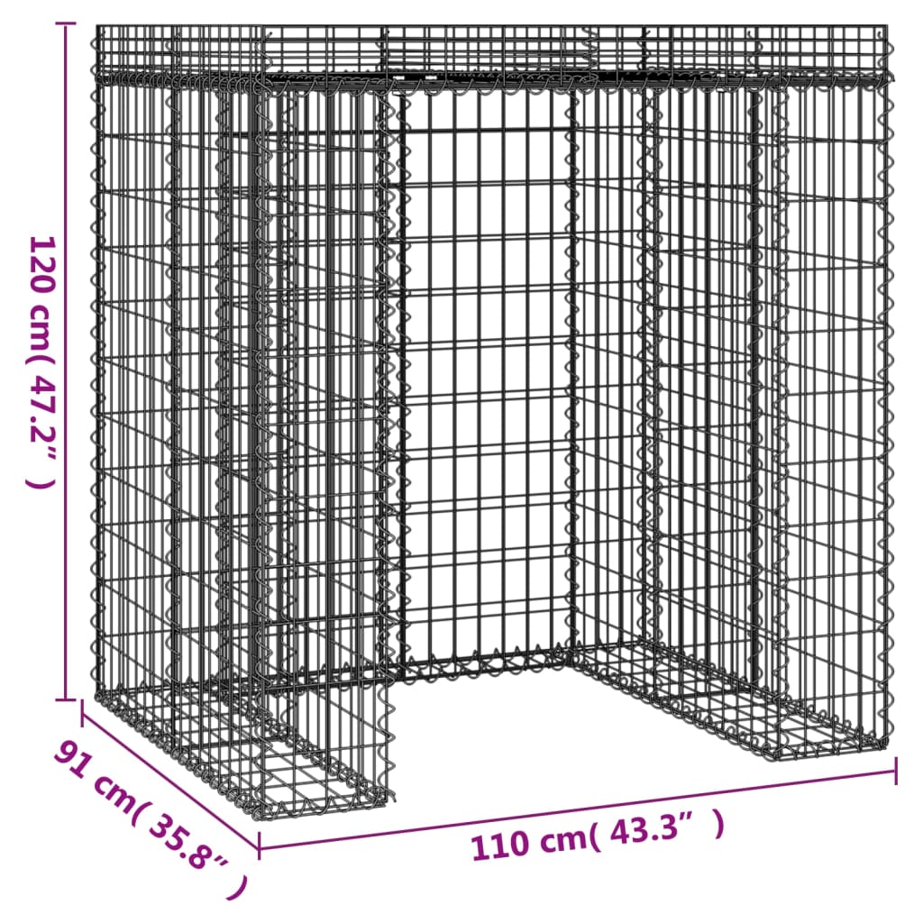 Schanskorf voor vuilnisbak 110x91x120 cm gegalvaniseerd ijzer