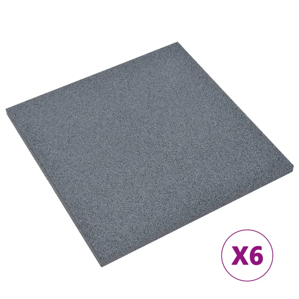 Valtegels 6 st 50x50x3 cm rubber grijs