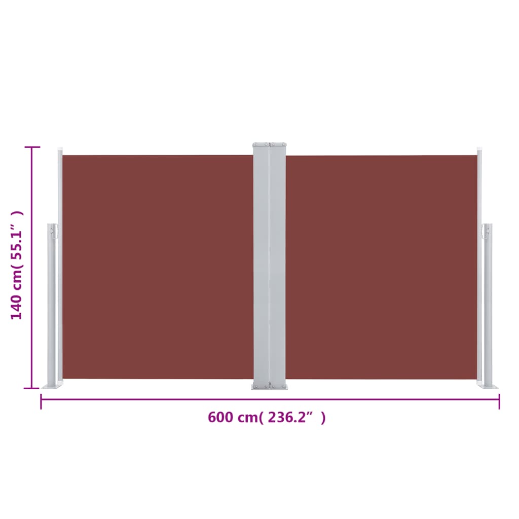 Windscherm Uittrekbaar Bruin 140 x 600 cm