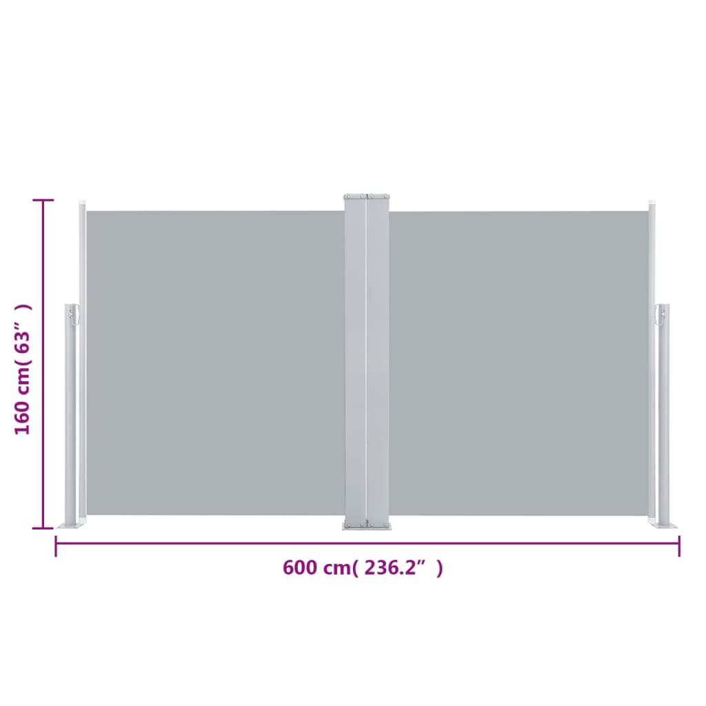 Windscherm Uittrekbaar Kleurig Antraciet 160 x 600 cm