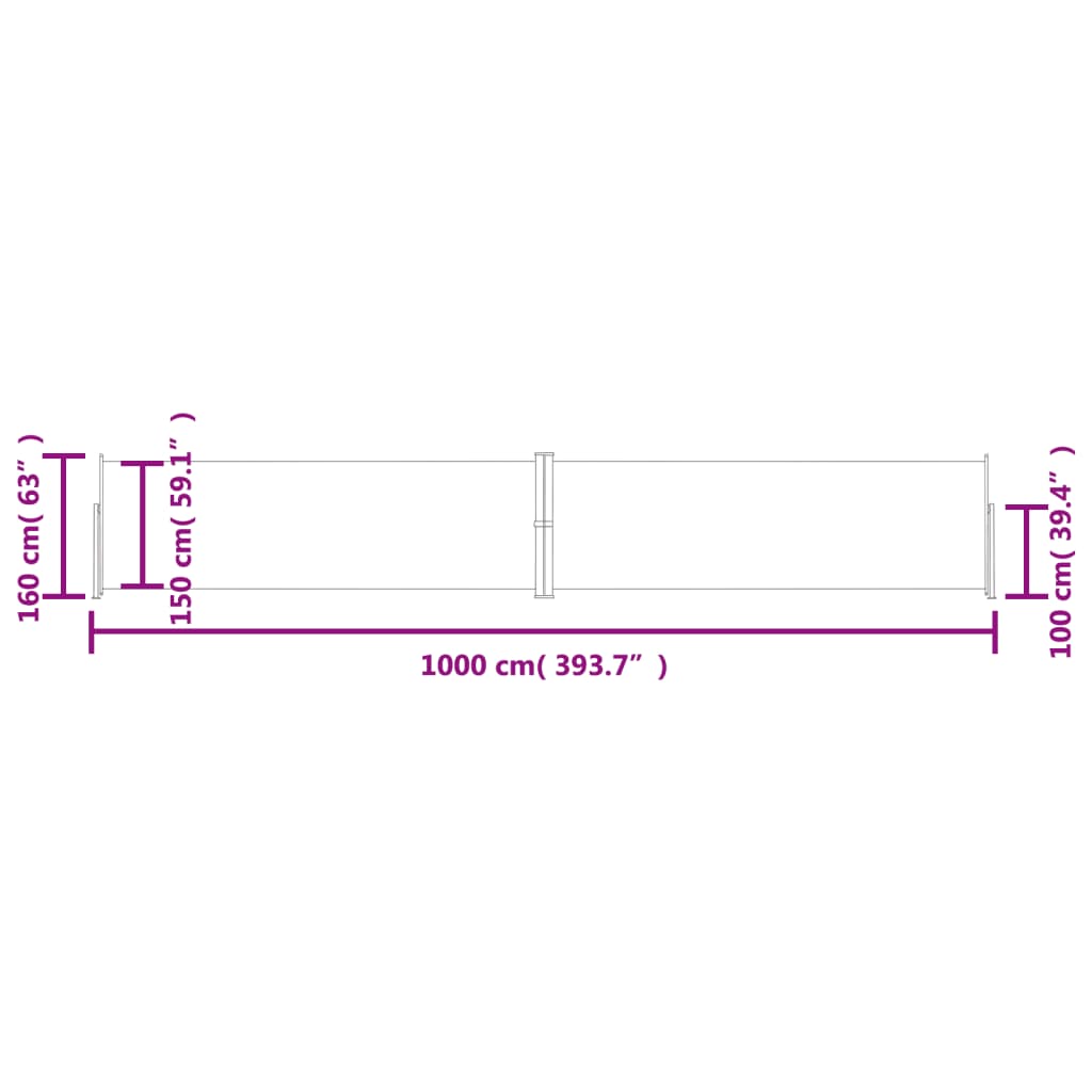 Windscherm Uittrekbaar Kleurig Antraciet 160 x 1000 cm