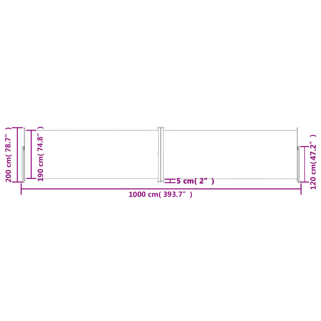 Windscherm Uittrekbaar Kleurig Antraciet 200 x 1000 cm