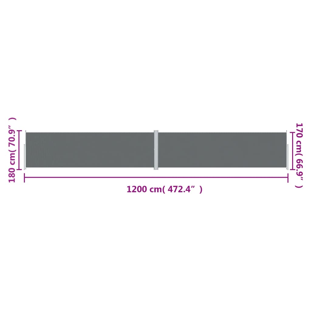 Windscherm Uittrekbaar Kleurig Antraciet 180 x 1200 cm