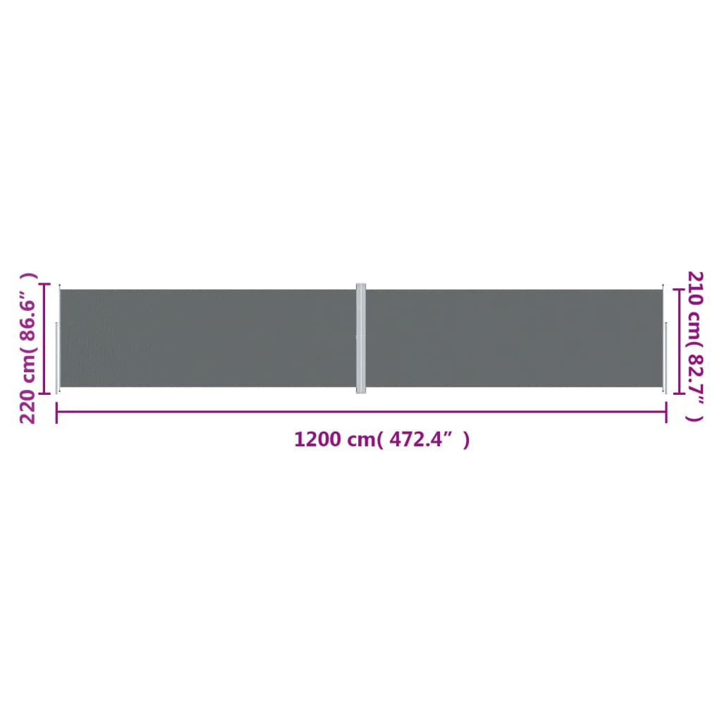 Windscherm Uittrekbaar Kleurig Antraciet 220 x 1200 cm