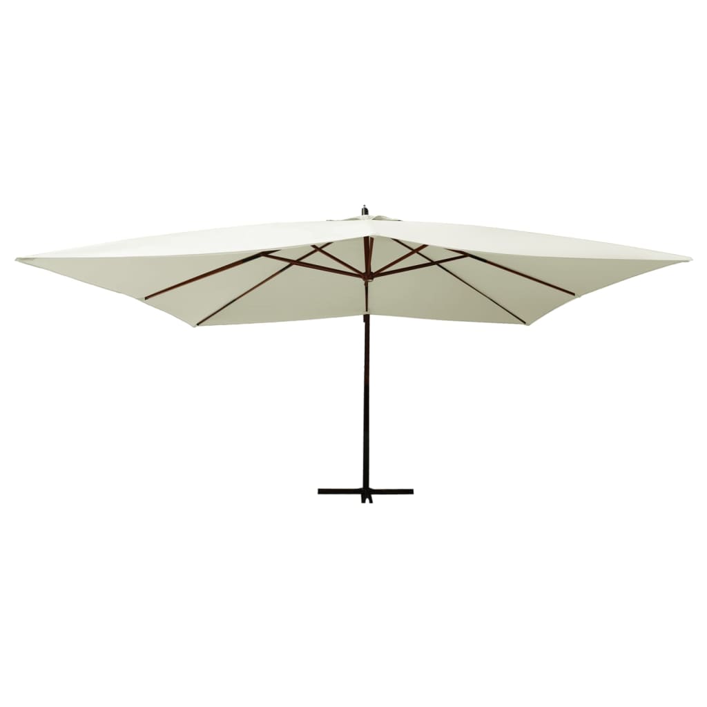 Zweefparasol Met Houten Paal 400X300 Cm Zandwit