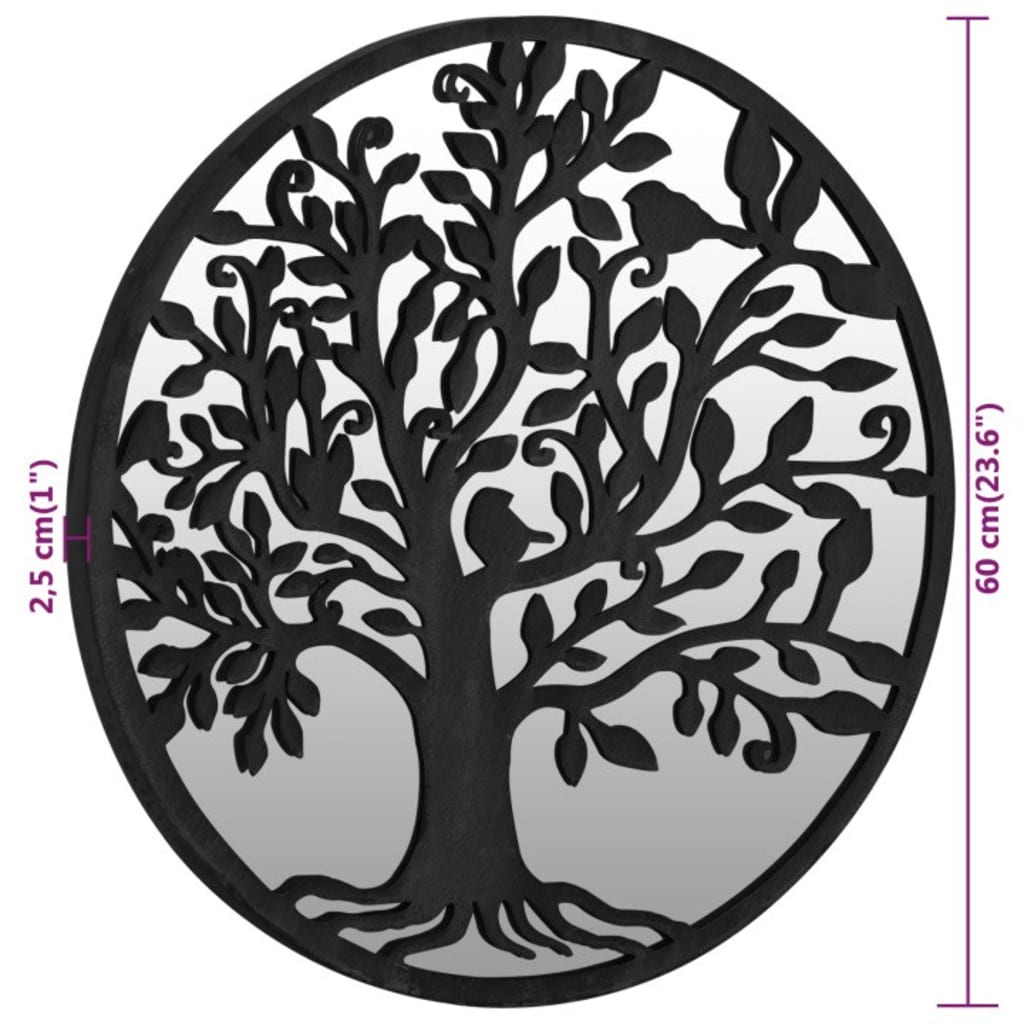 Spiegel rond 60x2,5 cm ijzer zwart