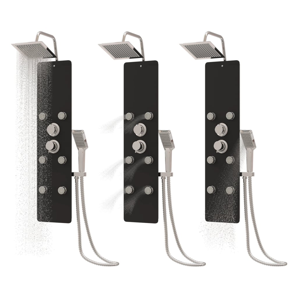 Douchepaneel 25x47,5x130 cm glas zwart