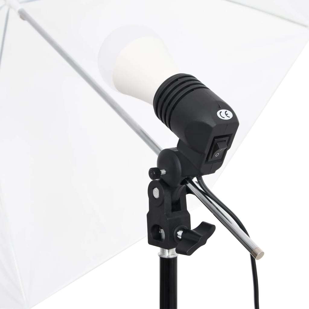 Fotostudioset met verlichtingsset, achtergrond en reflector