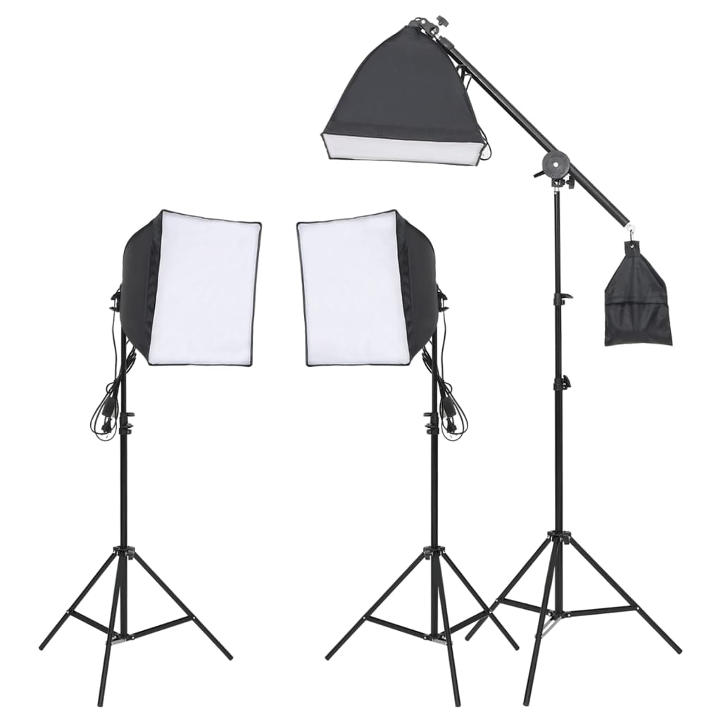 Fotostudioset met verlichtingsset, achtergrond en reflector