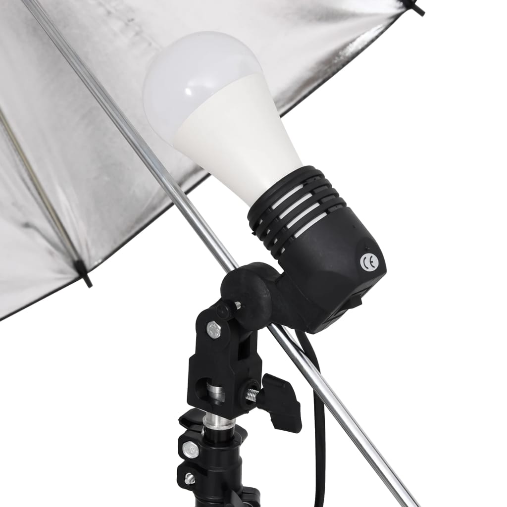 Fotostudioset met verlichtingsset, achtergrond en reflector