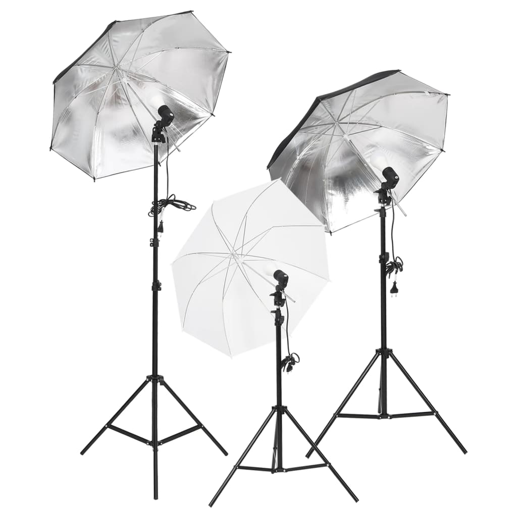 Fotostudioset met verlichtingsset, achtergrond en reflector