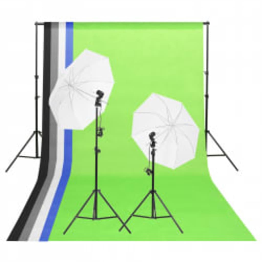 Fotostudioset met verlichtingsset, achtergrond en reflector