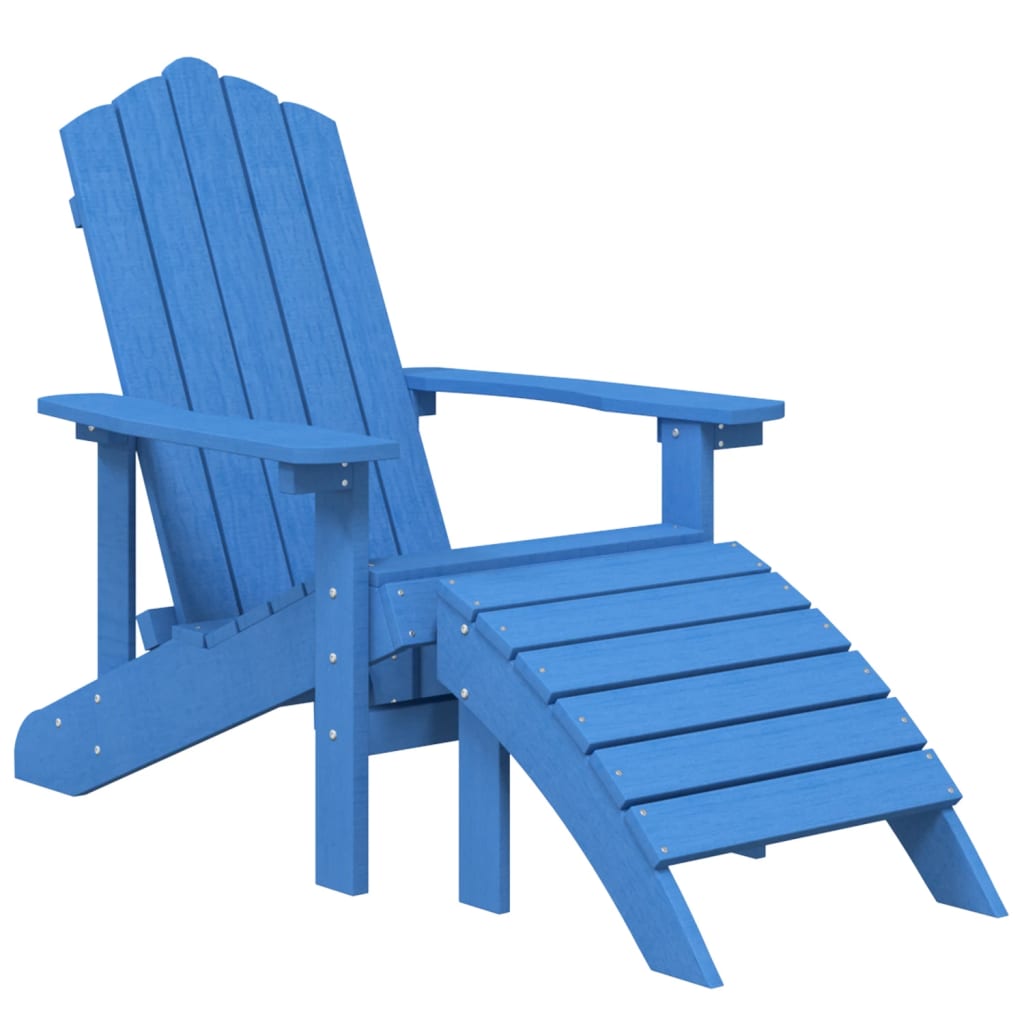 Tuinstoel Adirondack Met Voetenbank Hdpe Aquablauw 1 Waterblauw Fauteuil + voetensteun